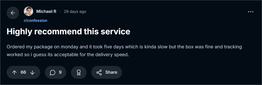 Customer review